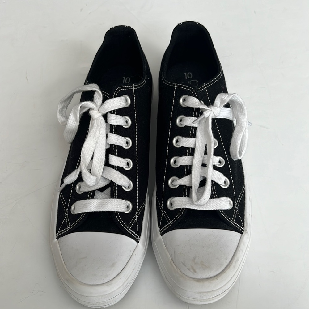 Nobo Black Canvas Lug Sole Sneakers